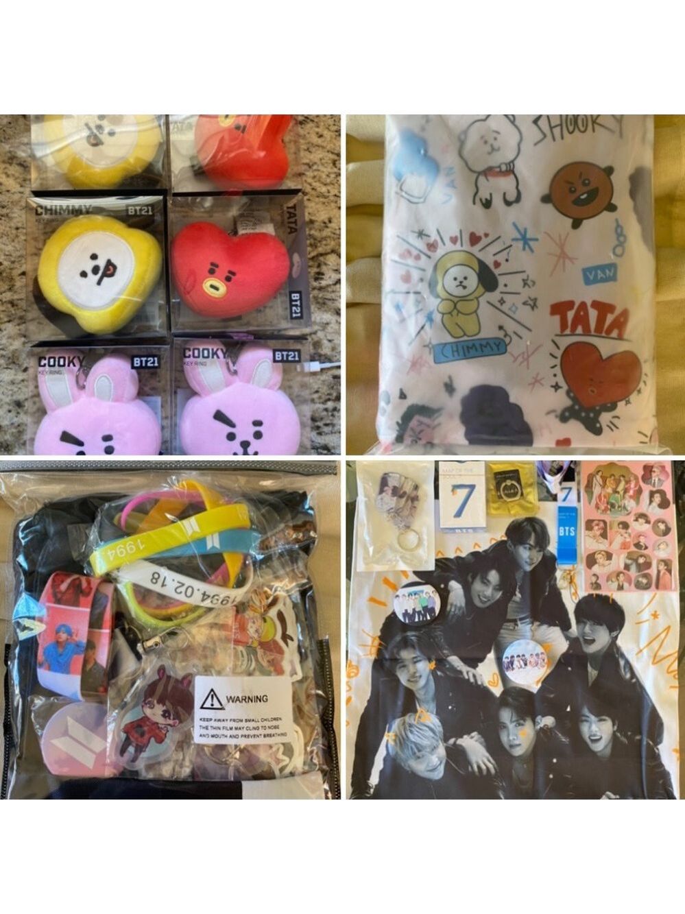 BTS‎ 21 Line Friends plushie Cooky Tata keychain postcards necklaces bracelets